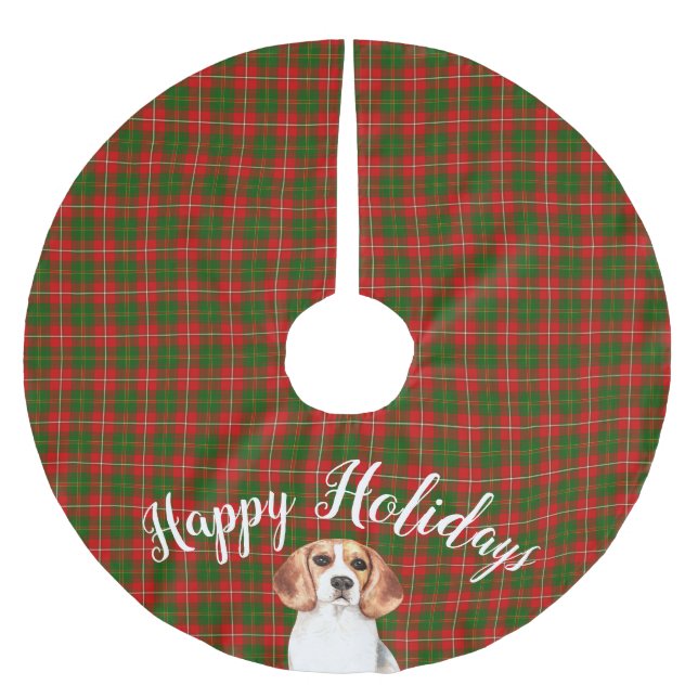Watercolor Beagle  Dog Personalised   Brushed Polyester Tree Skirt (Front)