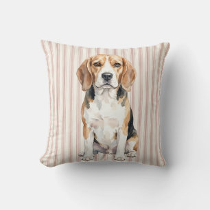 Watercolor Beagle Dog Portrait Decorative Pillow