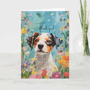 Watercolor Beagle Puppy Folded Thank You Card