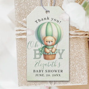 Watercolor Bear Baby Shower Boy Gift Tags