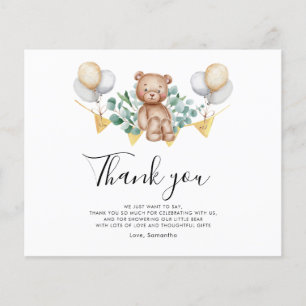 Watercolor Bear Baby Shower Thank You Card
