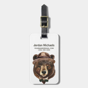 Watercolor Bear Fashion Add Your Name Luggage Tag