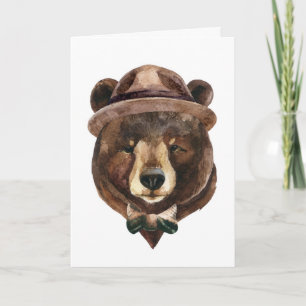 Watercolor Bear Fashion Card