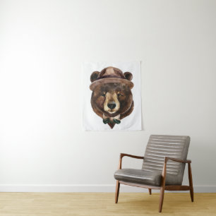 Watercolor Bear Fashion Tapestry