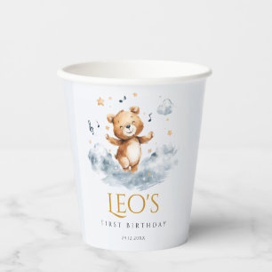 Watercolor Bear First Birthday Paper Cup