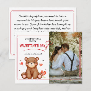 Watercolor Bear Photo Valentine's day Flat Card