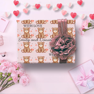Watercolor Bear Valentine's Day customizable Wrapping Paper