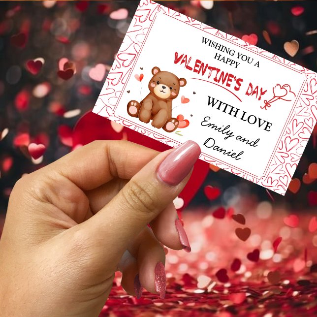 Watercolor Bear Valentine's Day Rectangular Sticker (Watercolor Bear Valentine's Day Rectangular Sticker)