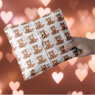 Watercolor Bear Valentine's Day  Tissue Paper