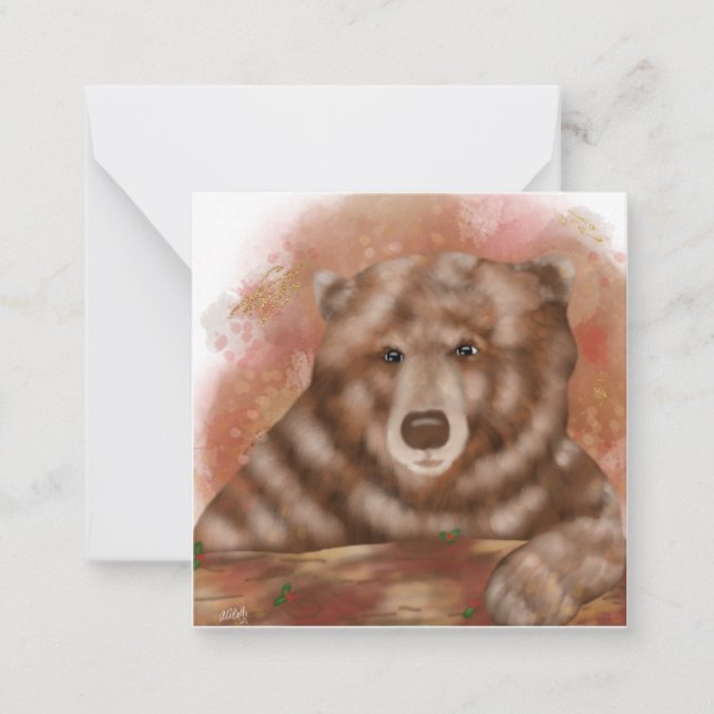 Watercolor Bear w/ Faux Gold | Note Card (Front)