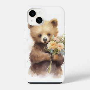 Watercolor Bear with a Bouquet iPhone 14 Case