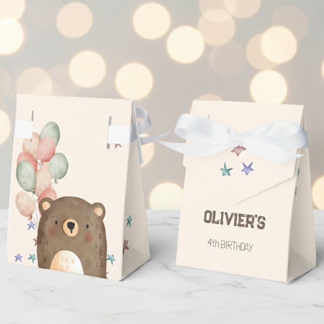 watercolor bear with balloons birthday Favor Box (Creator Uploaded)