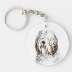 Watercolor Bearded Collie Key Ring