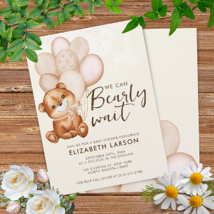 Watercolor Bearly Wait Baby Shower Invitation