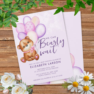 Watercolor Bearly Wait Baby Shower Invitation