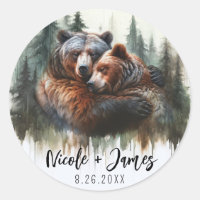 Watercolor Bears Rustic Wilderness Wedding