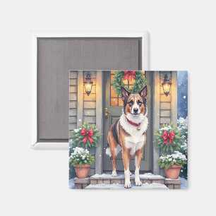 Watercolor Beauceron Rustic Porch Christmas Magnet