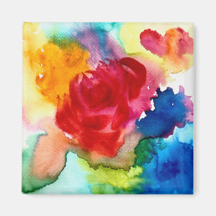 Watercolor beautiful abstract rose art magnet