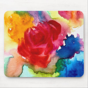 Watercolor beautiful abstract rose art mouse pad