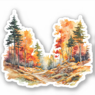 Watercolor Beautiful Forest in the Fall