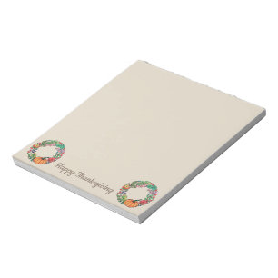 Watercolor Beautiful Pumpkin Wreath with leaves Notepad