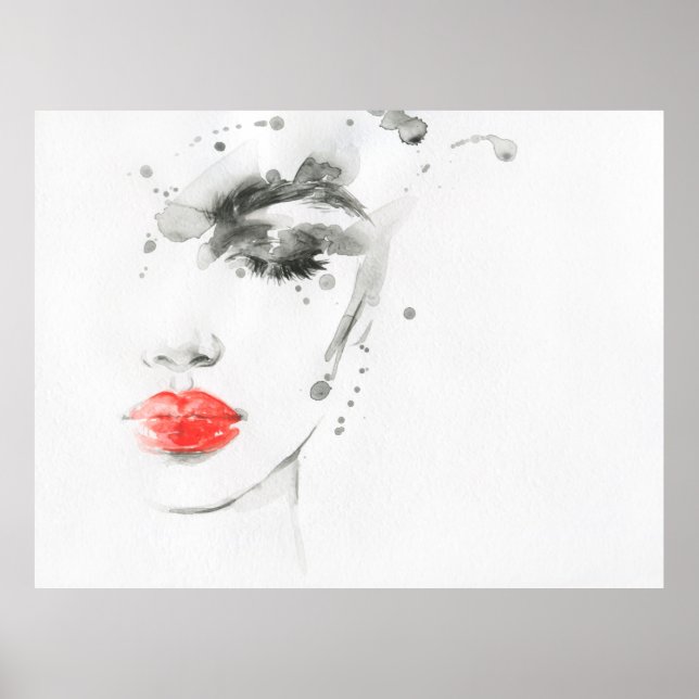 Watercolor beautiful woman face poster (Front)