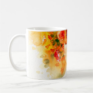 Watercolor beautiful woman wearing wreath coffee mug