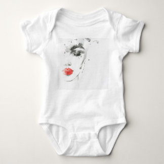 Watercolor Beauty: Female Portrait Illustration Baby Bodysuit