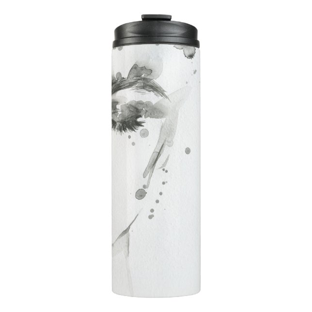 Watercolor Beauty: Female Portrait Illustration Thermal Tumbler (Front)