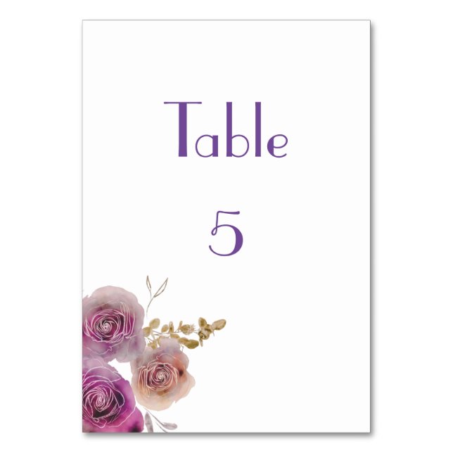 Watercolor Beauty Table Number (Front)