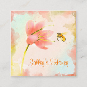 Watercolor Bee and Flower Honey Business Card