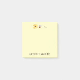 Watercolor Bee and Flower Personalise Post-it Note