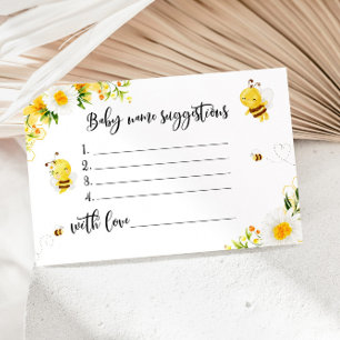 Watercolor bee  baby name suggestions card