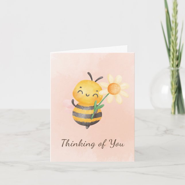Watercolor Bee Blessed Day Thinking of You Card (Front)