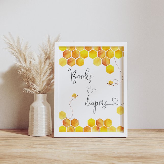 Watercolor Bee Books and Diapers Sign (Creator Uploaded)