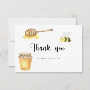 Watercolor bee bridal shower thank you card