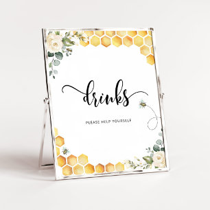 Watercolor bee Drinks help yourself Poster