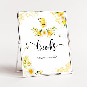 Watercolor bee Drinks help yourself Poster