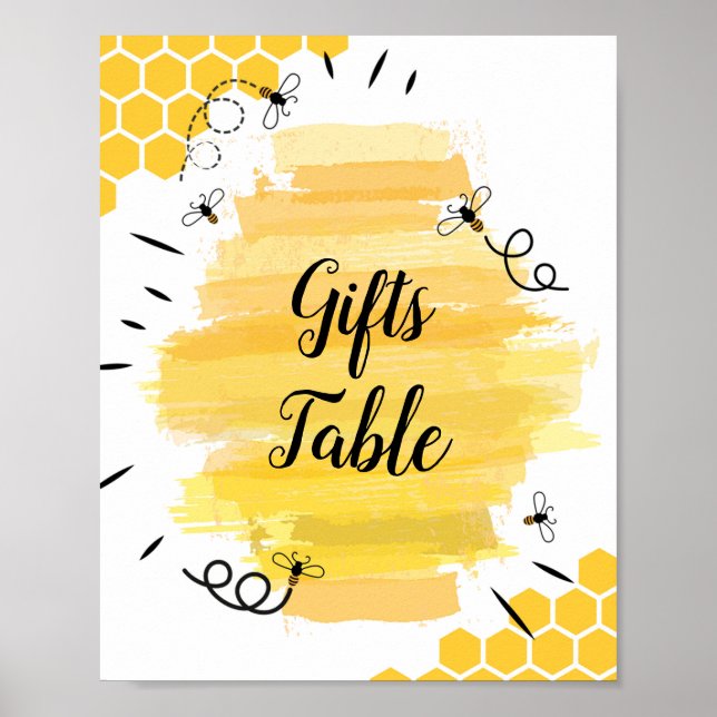 Watercolor Bee Gifts Table Sign (Front)
