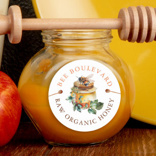 Watercolor Bee Honey Jar Label