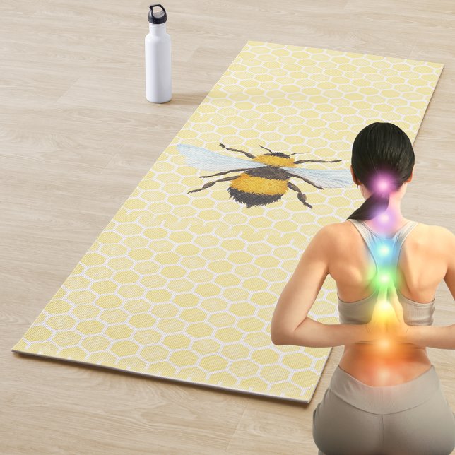 Watercolor Bee & Honeycomb Yoga Mat (Creator Uploaded)