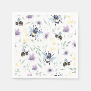 Watercolor Bee Pattern Napkin