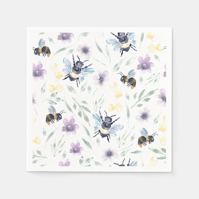 Watercolor Bee Pattern Napkin (Front)