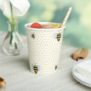 Watercolor Bee Pattern Paper Cups