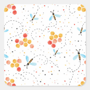 Watercolor Bee Pattern Stickers