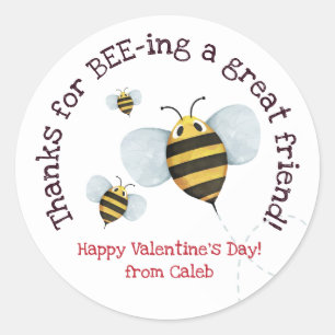 Watercolor Bee Valentine Sticker
