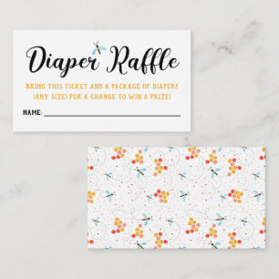 Watercolor Bee's Diaper Raffle Tickets Enclosure Card