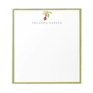 Watercolor Beet Green Framed Notepad