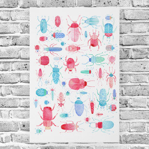 Watercolor Beetle Faux Canvas Print