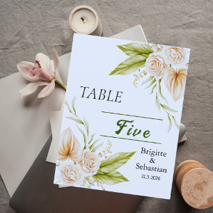 watercolor Beige Delicate Table Number